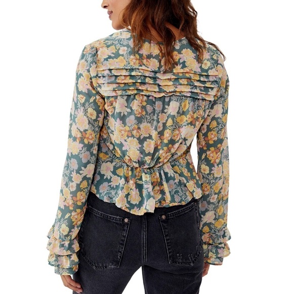Free People MAYBEL BLOUSE IN HAPPY COMBO Size Small - Picture 2 of 8